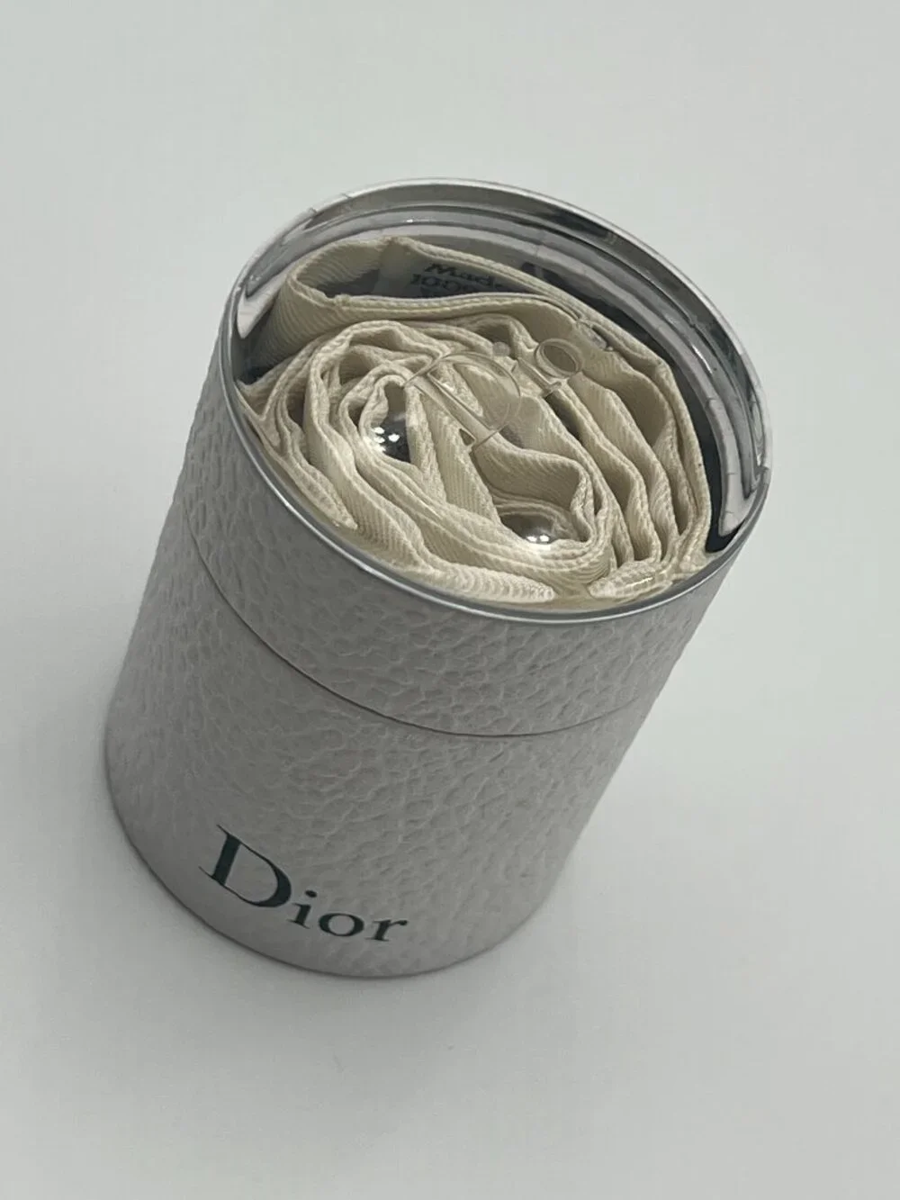 Authentic Christian Dior ABCDior Zodiac Mitzah Z Scarf Twilly White Grey Silk